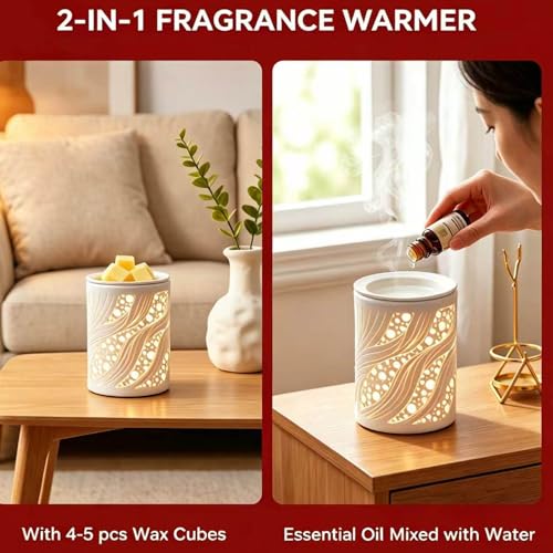 Electric Wax Melt Burner Oil Burner, Ceramic Wax Warmer for Home Office Bedroom, Wax Melts Burner Aromatherapy Gift for Women Mum
