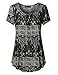 Vinmatto Women's Scoop Neck Pleated Blouse Top Tunic Shirt(XXL,Multi Black)