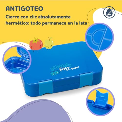Schmatzfatz Children's Lunch Box with Compartments, Children, School, Colours, Children's Lunch Boxes with BPA-Free and Leak-Proof Sections, Dishwasher Safe