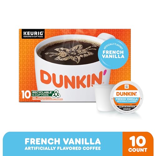 DUNKIN’ FRENCH VANILLA FLAVORED COFFEE, 10 KEURIG K-CUP PODS