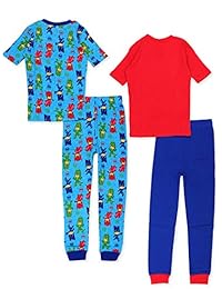 PJ Masks - Juego de 4 pijamas de algodón de manga corta para niño