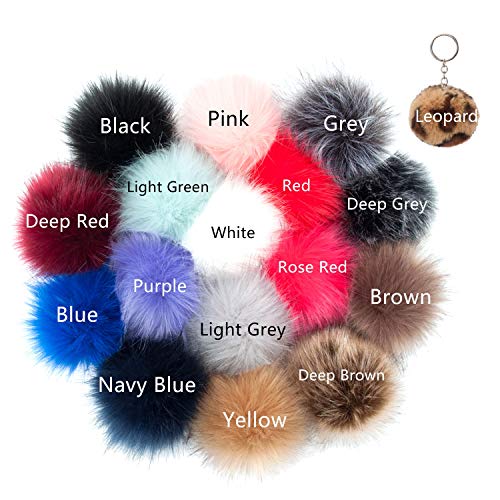 3 Fluffy+Pompom+Keychain+Knitting+Accessories