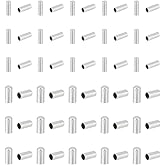 UNICRAFTALE 100pcs 2 Sizes Column Cord Ends Stainless Steel End Caps 2mm/3mm Column Leather Cord Ends Cord Terminators End Caps for DIY Jewelry Making, Stainless Steel Color