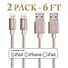Lightning Cable, GEENKER 2Pack 6FT Nylon Braided Charging Cable Extra Long 8pin USB Cord for Apple iphone 7/7 plus, se, 6s, 6s plus, 6plus, 6,5s 5c 5,iPad Mini, Air,iPad5,iPod on iOS9. - Gold