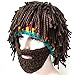 Bestag Wig Beard Hats Hobo Mad Scientist Rasta Caveman Handmade Knitted Warm Winter Caps Funny Party Mask Hair Beanies (Brown)
