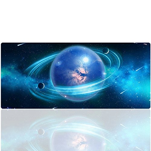 Imegny Large Planet Gaming Mouse Pad, Extended XXL Desk Pad & Non-Slip Rubber Keyboard Mat with Stitched Edges