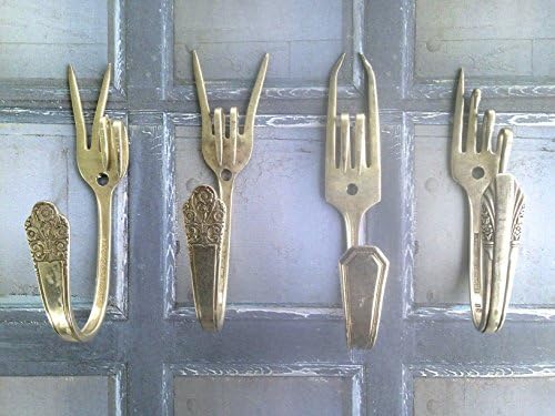 Vintage forks repurposed as coat hooks, upcycled fork coat holders, Vintage forks come in peace, love, rock n' roll, and we are #1 coat racks,