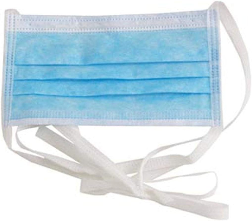 Tie On Surgical Face Mask Fluid Resistant 3 ply Blue 50/Box Made in USA