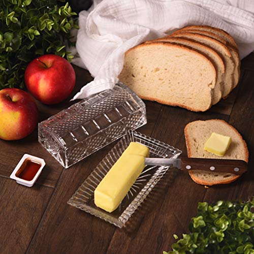 Large Deep Danish Crystal Covered Butter Dish Butter keeper Well Sealed