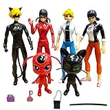 Ladybug Action Figure 6Pcs Miraculous Tikki Noir Cat Plagg Adrien Action Figures Toy Set Minifigures Kid's Gift Children Game