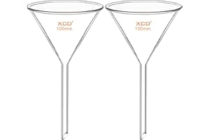 XCD Glass Filter Funnel, 2 Pack Heavy Wall Borosilicate Glass Funnel for Laboratory Accessories, Short Stem 100mm Diameter, 1