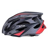 AcTopp Unisex Casco de Ciclismo para Bicicleta Bici Montain Bike PC+EPS Anti-Golpe Superligero Ajustable Talla 58-61 Bolsa Pretectora Regalada Color Negro+Rojo