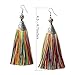 Me&Hz Handmade Multicolor Tassels Long Drop Earrings for Women Statement Colorful Fringe Pendant Earrings