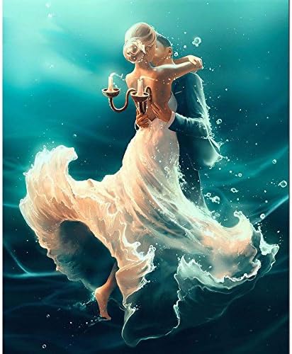 EBlank 5D Diamond Painting Full Drill Dancing Lovers Underwater DIY Diamond Paint by Kit for Home Wall Decoration