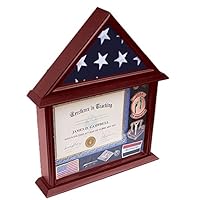 DECOMIL - 3x5 Flag Display Case with Certificate and Document Holder Mango Finish