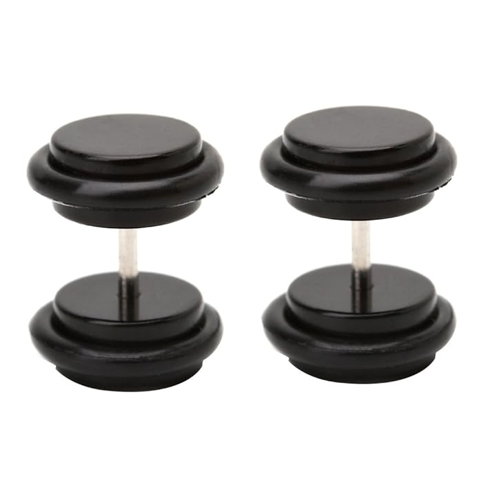 lunji negro círculo Fake Piercing - Pendientes de hombre mujer ...