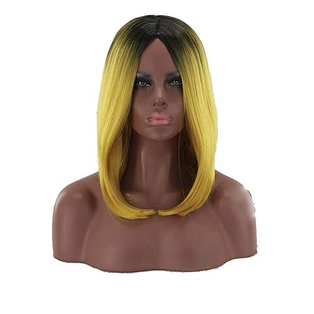 M Egal Women S Short Curly Bob Wig Gradient Colors Heat Resistant