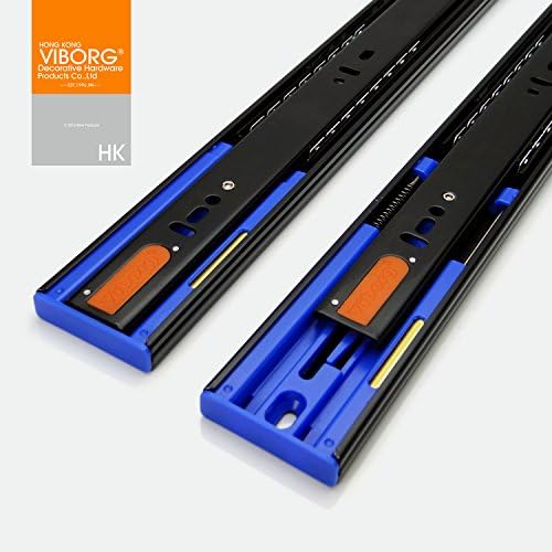 VIBORG-HK Top Quality Smooth&quiet Extra-thick Three Sections Hydraulic Soft Close Ball Bearing Drawer Slide Slides, 100 Pound Capacity (16 Inch = 40 Cm)