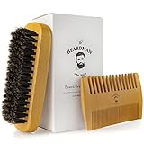 The Beardman Beard & Hair Brush, Bamboo/Beachwood with 100% Soft Boar Bristles, Comb Beards and Mustache Complete with Muslin Style Cotton Gift Bag (Soft)
