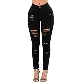 DLAYBGFA Women's High Waisted Ripped Jeans Slim Fit Distressed Skinny Jeans Stretch Butt Lifting Denim Pants