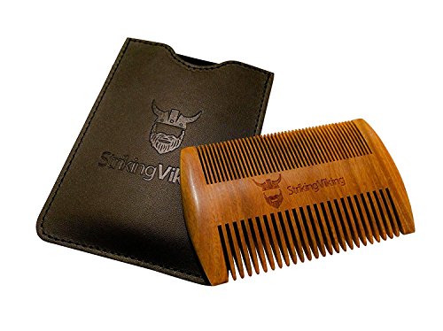 Wooden Boar Bristle Brush and Comb Set with Case from Striking Viking - Anti-Static Wood Pocket Comb with Fine & Coarse Teeth Plus Firm Boar Bristle Brush