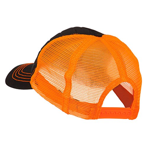 Fashion Quilted Trucker Two Tone Neon Mesh Cap - Black Neon Orange OSFM
