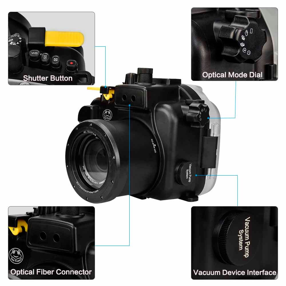SeaFrogs Underwater Housing for Panasonic Lumix GH5/ GH5 S/ GH5 II 40M/130ft Waterproof Case w/ 67mm Red Filter