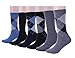Mens Cotton Dress Socks Solid Argyle Pattern for Casual Formal Business 6 Pack