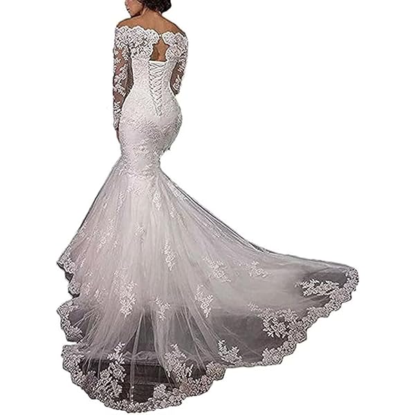 amazon women's sweetheart full lace beach wedding dress Lace Beach Sweetheart Neckline Mermaid Wedding Dresses for Women Bride with Train Long Bridal Ball Gown Ivory at Amazon Women's Clothing store
