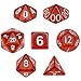 7 Die Polyhedral Dice Set - Translucent Red with Velvet Pouch By Wiz Dice