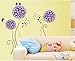 Amaonm Purple Hydrangea Shape Dandelions Nursery Flowers Wall Decals Removable Butterfly Home Art Decor Decal Wall Stickers Murals for Kids Girls Room Bedroom Living Room Tv Background Decorations