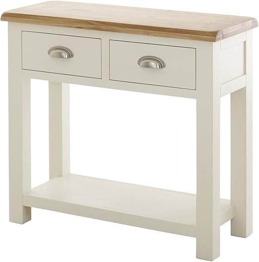 The Furniture Market Cotswold Cream Painted Console Table with Oak Top