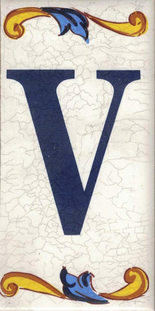 GOLDEN TORO NUMBERS HOUSE. Numbers and Letters on Tile. Ceramic Tile Crackle Style Names and Addresses Medium Crackle Design 5x10 cm, multicolour