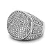 L & L Nation Men HQ Silver Tone Round Side CZ Hip Hop Ring Sizes 7-12