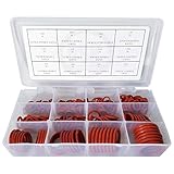 Silicone O-Ring Kit, Red, Silicone, 70A Durometer, 12-Sizes (Pack of 200 Pieces)