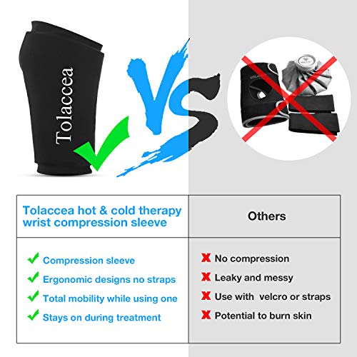 Wrist Ice Compression Sleeve Wrist Ice Pack Wrap Hot & Cold Therapy for Pain Relief Wrist Gel Cold Pack for Carpal Tunnel Tendonitis Injuries Swelling Rheumatoid Arthritis Bruises & Sprains（L）