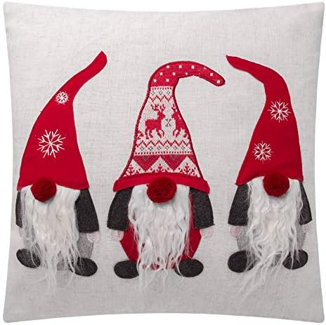 KINGROSE3D Santa Throw Pillow Cover Stereo Christmas Elf Pillow Case Decoration Cushion Cover for Bed Sofa Couch Living Room Home Decor 18 x 18 Inches