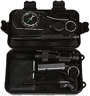 10 in 1 Outdoor Emergency Survival Kit, Multi Professional Survival Tools Outdoor Survival Gear Kit for Traveling Hiking Biking Climbing Hunting by ILSELL