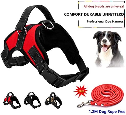 Dog Harness No Pull Pet Harness 3M Reflective Adjustable Outdoor Pet Vest for Dogs, Pet Harness for Small Medium Large Dogs With Dog Rope