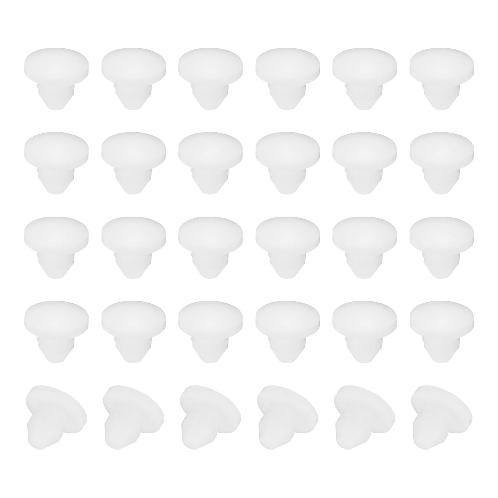 PATIKIL 4mm Diameter Silicone Round Snap, 30 Pcs in Type Locking Furniture Hole Plug Button Protective Cover Cap Head Fit for 2.5-4mm Hole for Seal Bulkhead Cylinder Hole, White
