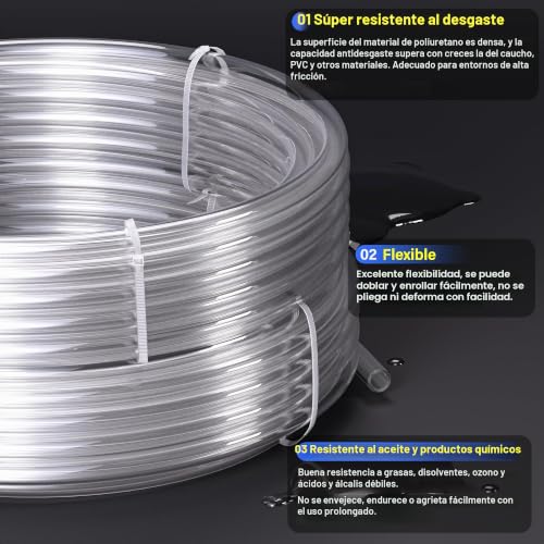 TAILONZ PNEUMATIC Transparent 8mm or 5/16 OD 5mm ID Polyurethane PU Air Hose Tube Kit 10 Meters 32.8ft