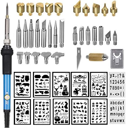 46pcs Wood Burning Kit Creative Woodburner Set with Adjustable Temperature Soldering Pyrography Wood Burning Pen, Embossing/Carving/Soldering Tips