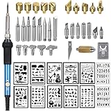 46pcs Wood Burning Kit Creative Woodburner Set with Adjustable Temperature Soldering Pyrography Wood Burning Pen, Embossing/Carving/Soldering Tips