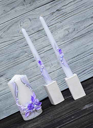 Magik Life Unity Candle Set for Wedding - Wedding décor & Wedding Accessories - Candle Sets Violet Wave