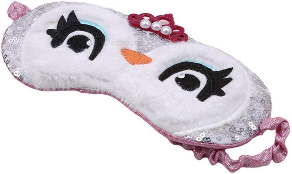 Ellepigy Cute Owl Sleeping Mask Women Girl Travel Rest Sleep Eye Mask Eyeshade Blindfold (White)