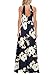 Romacci Women's Sleeveless Halter Neck Maxi Dress Vintage Floral Print Backless Beach Long Dresses S-5XL,Blue/Black