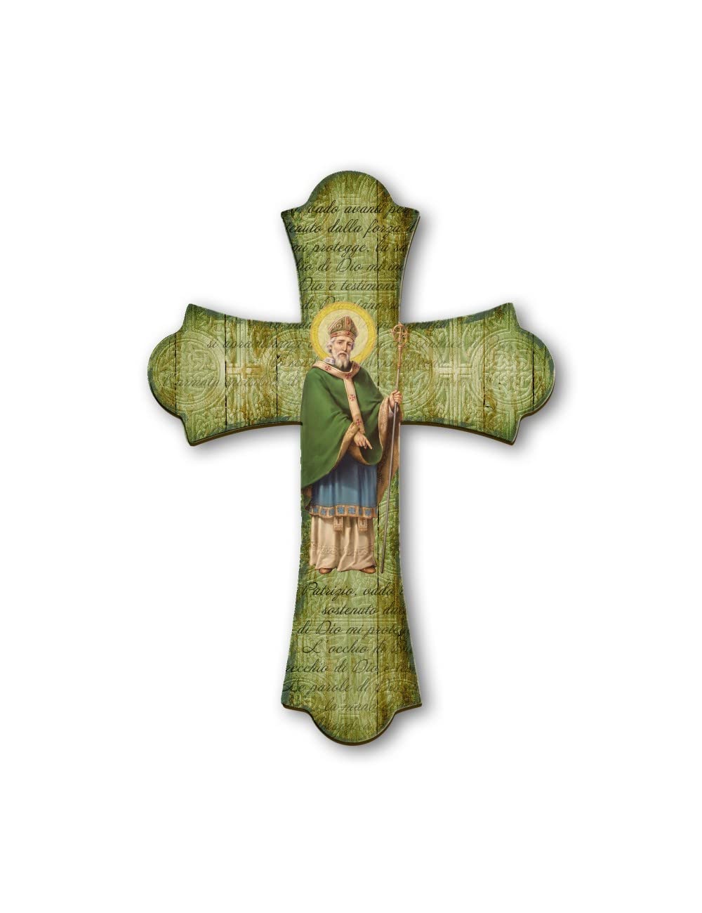 Fratelli Bonella | Vintage Cross in St. Patrick's Religious Wood 28x40cm | Made in Italy
