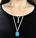 Suyi Womens Girls Double Layers Y Chain Green Stone Pendant Necklace Green