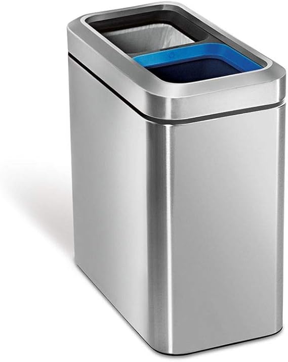 simplehuman 20 Liter / 5.3 Gallon Commercial Stainless Steel Slim Open