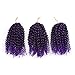 BeautyGrace Pack of 3 Marlybob Crochet Braids Hair Ombre Afro Kinky Curly Braiding Hair Extensions for Girl Women(8